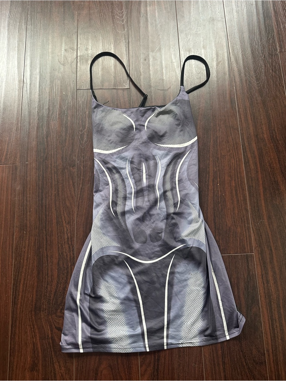SHEIN Grey Graphic Contour Mini Slip Dress